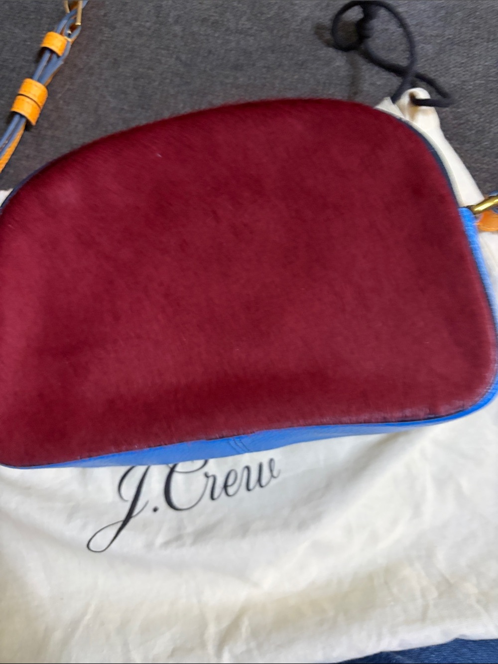 J. Crew Green, Blue & Yellow Colorblock Leather Messenger Bag - Picture 2 of 7
